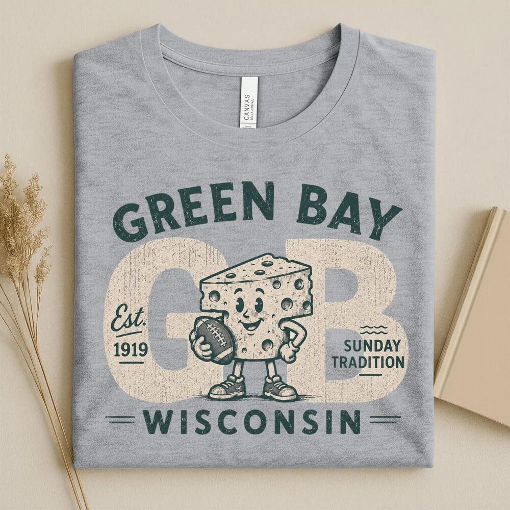 Retro Green Bay Football Sunday Tradition Wisconsin Cheese Mascot Game Day